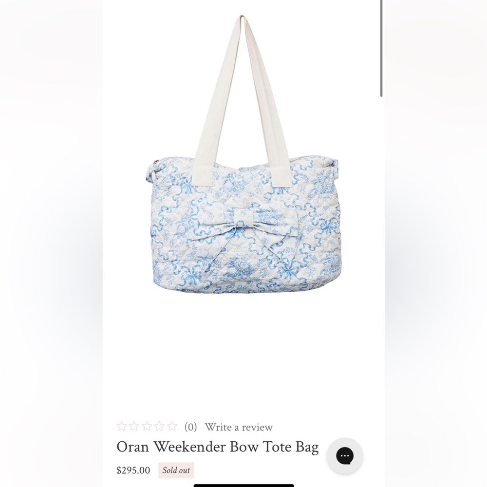 LoveShackFancy Blue and White Bow Oran Weekender Tote